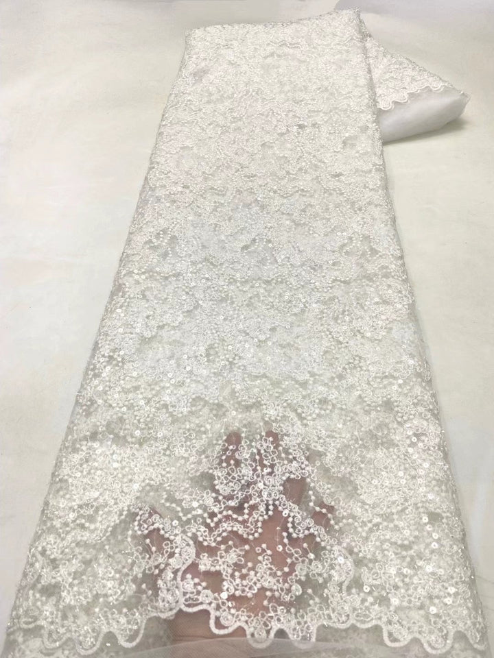 5 YARDS / 5 COLORS / Brie Floral Glitter Sequin Beaded Embroidery Tulle Mesh Lace Party Prom Bridal Dress Fabric