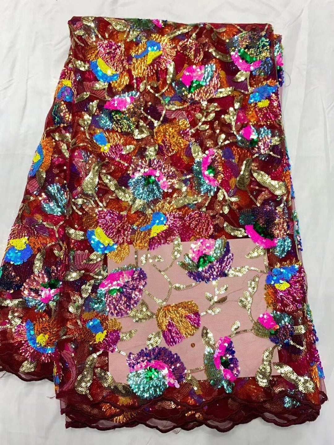 5 YARDS / 6 COLORS / Linoa Iridescent Glitter Sequin Embroidery