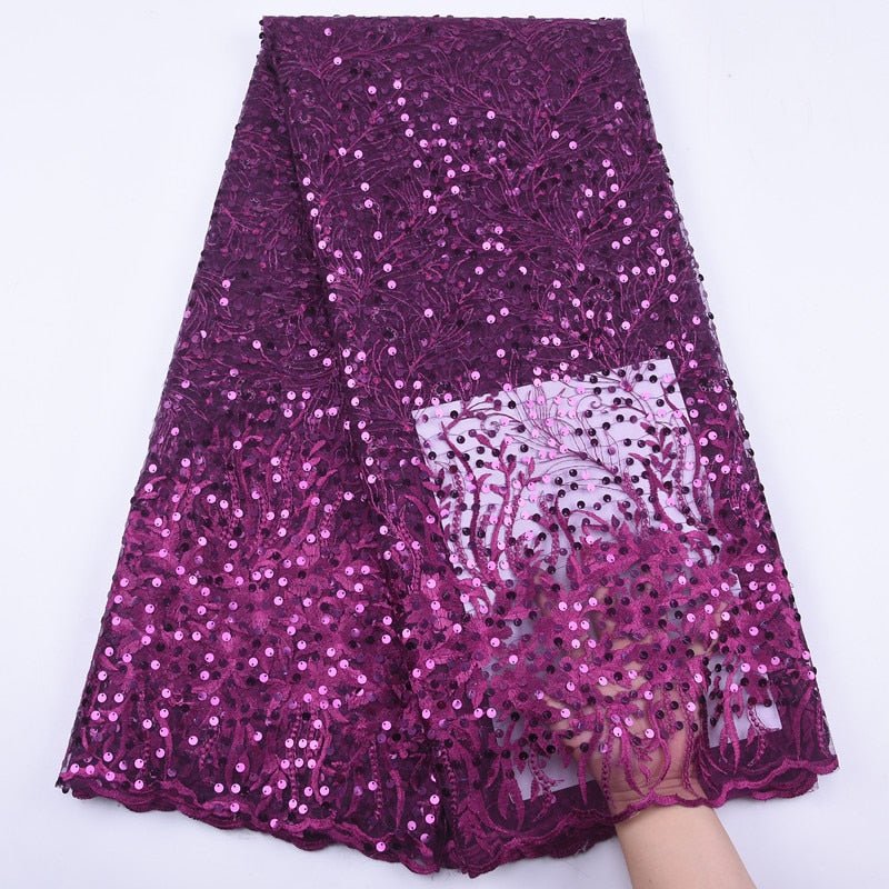 5 YARDS / 6 COLORS / Sequin Glitter Sequin Beaded Embroidery Tulle Mesh Lace Fabric - Classic & Modern