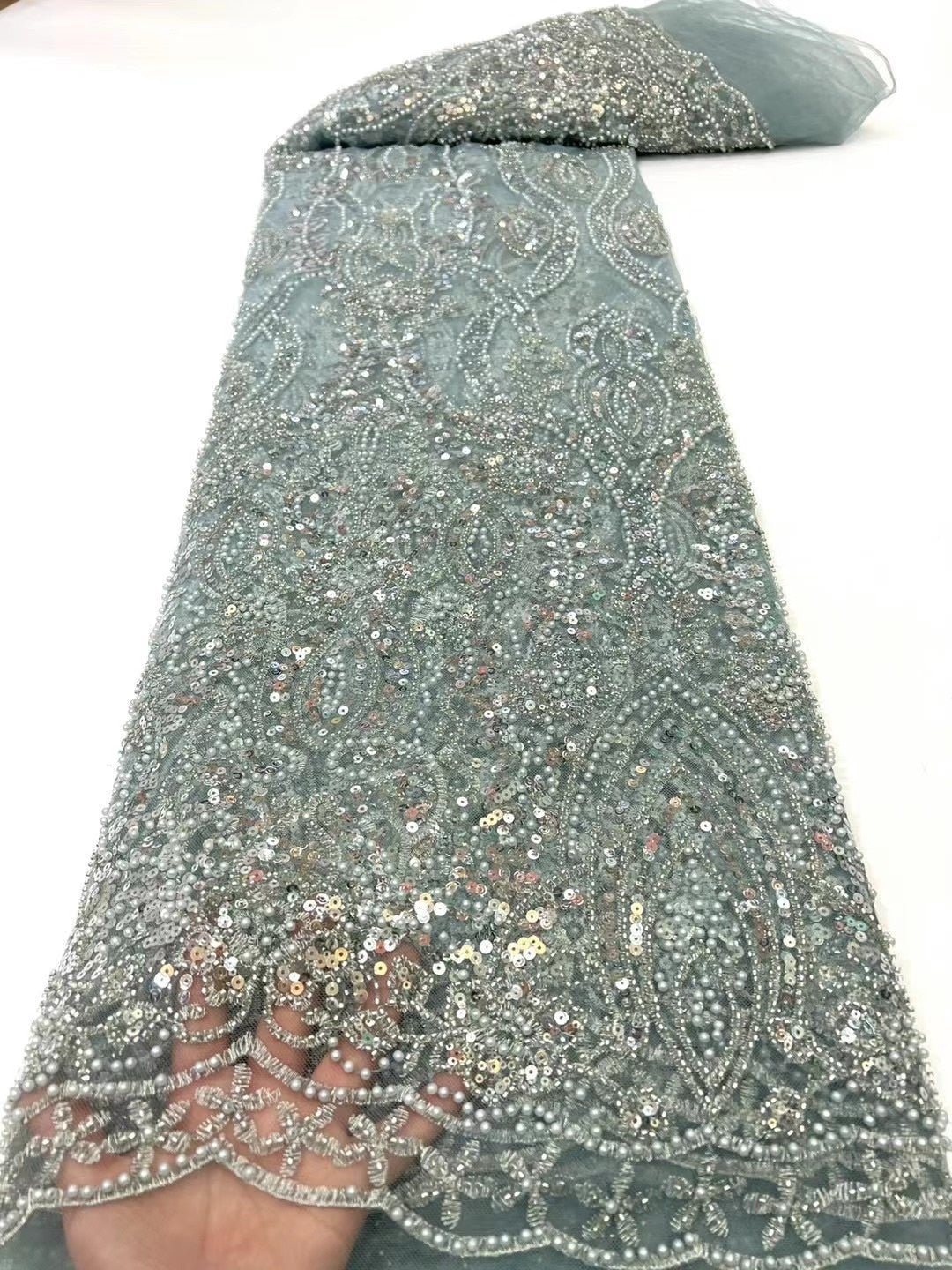 Embro Color 5 YARDS / 7 COLORS / Cassiopée Luxury Full Beaded Glitter Sequin Embro ...