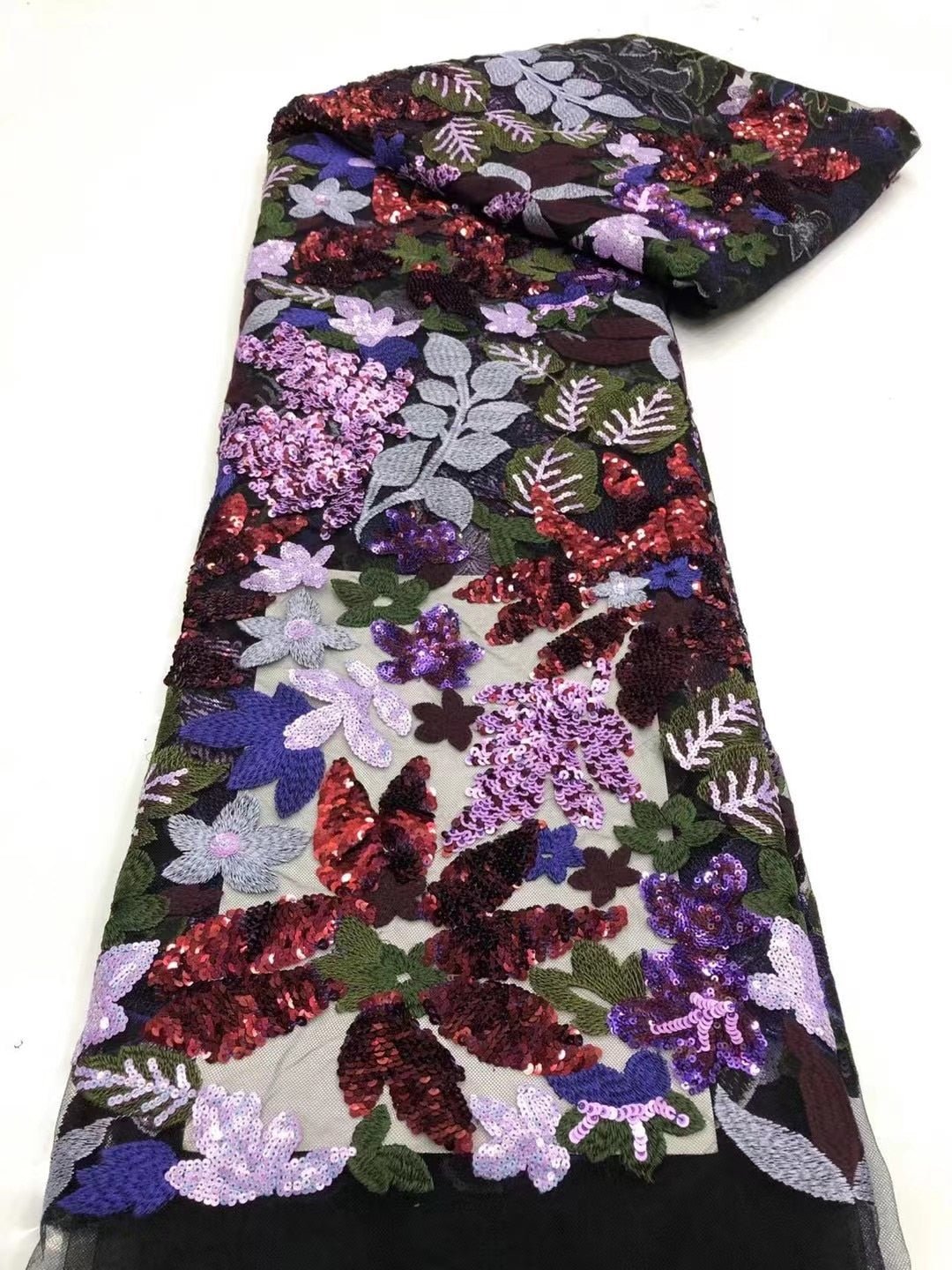 5 mètres/7 couleurs/multi couleur jardin fleur perlée paillettes broderie maille dentelle fête robe de mariée tissu