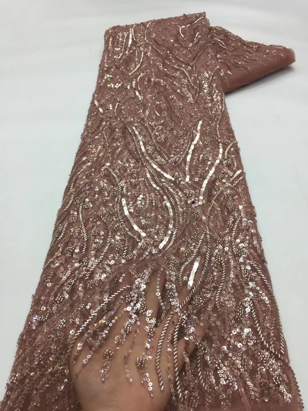 Tulle Glitter Fancy Line Fabric - Rose Gold - Tulle Fabric with Sparkle  Glitter Design Sold By Yard