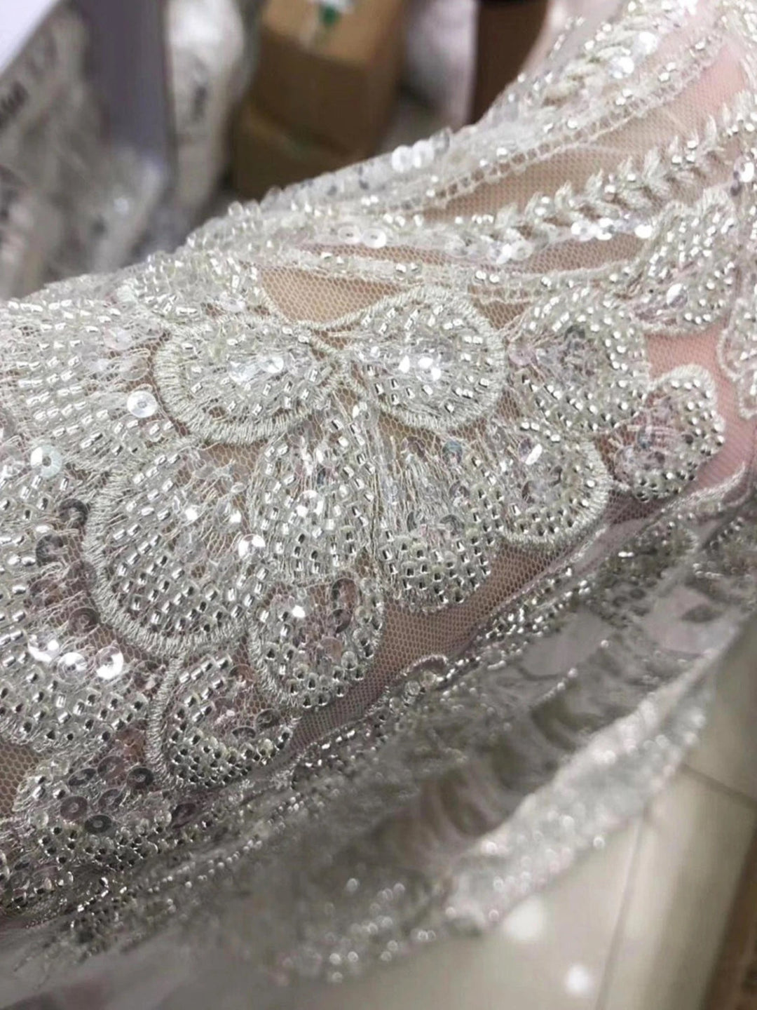 5 YARDS / Beautiful Beaded Glitter Embroidery Mesh Lace / Party Prom B Classic Modern Fabrics 5 YARDS / Beautiful Beaded Glitter Embroidery Mesh Lace / Party Prom B Classic Modern Fabrics