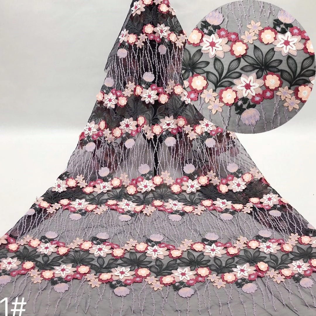 YARDS Lili-Rose Cute Floral Crochet Embroidery Mesh Ground Lace Party Prom Bridal Dress Fabric