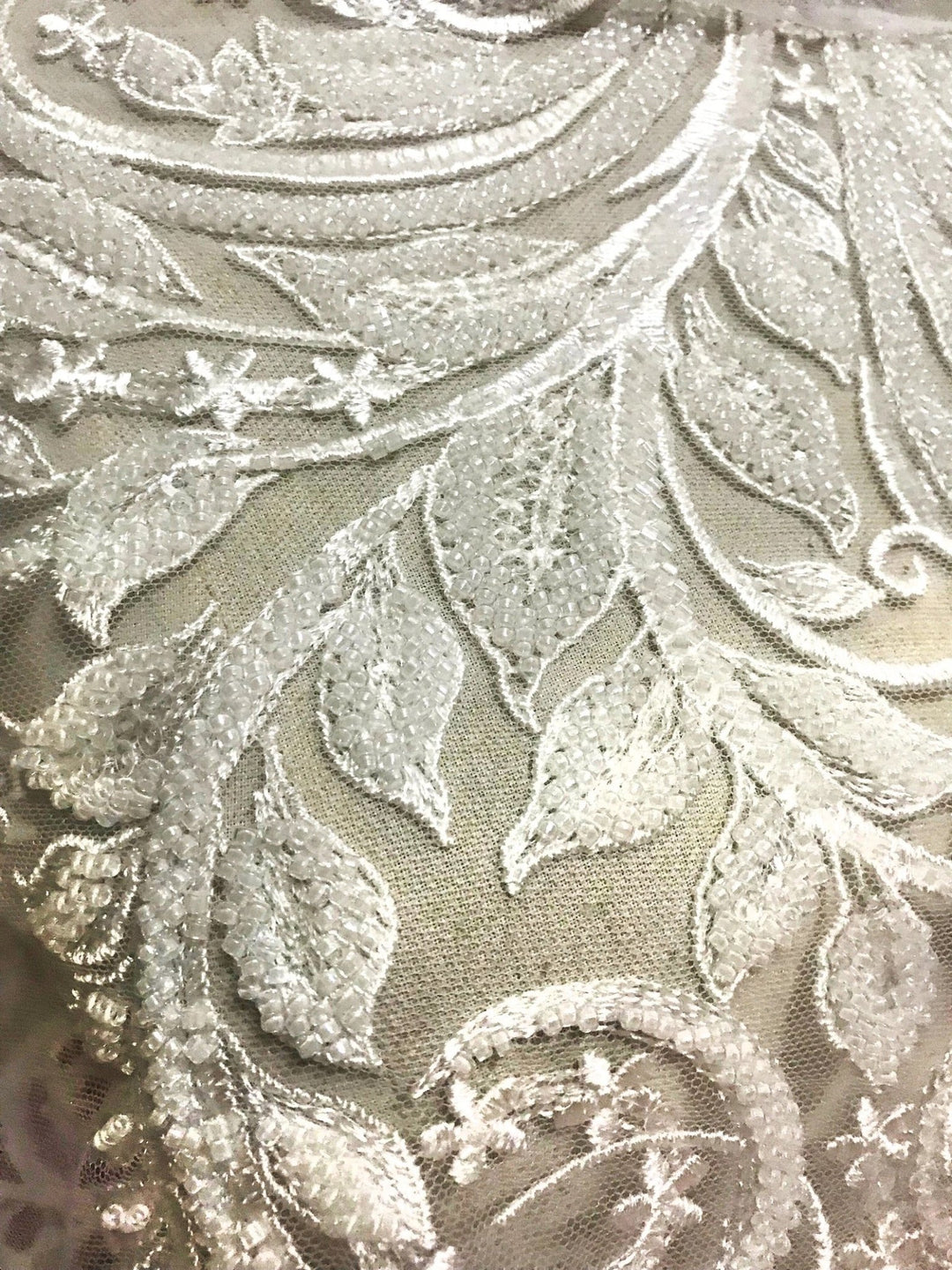 5 YARDS / Palladino Beaded Sequin Embroidery Mesh Tulle Lace / Wedding Dress Fabric - Classic & Modern