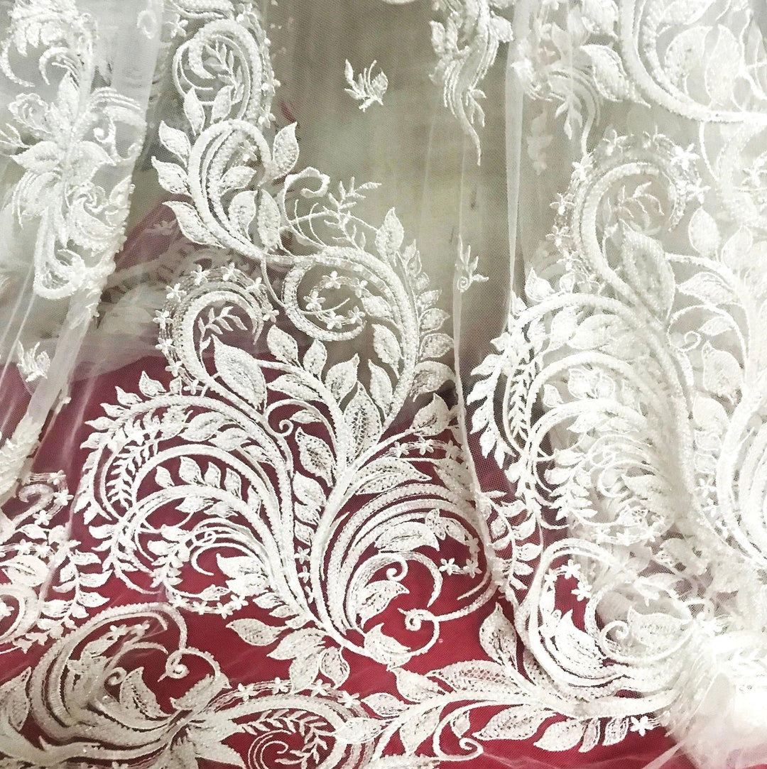 mesh fabric for wedding dress Corded & Sequined Bridal Lace Embroidered Net | Lace USA