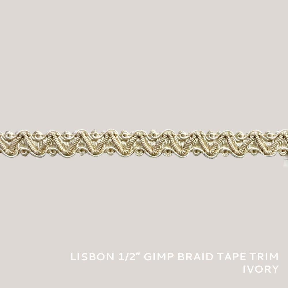 50 YARDS / Lisbon 1/2" Gimp Braid Tape Trim Ivory / By the bolt - Classic & Modern