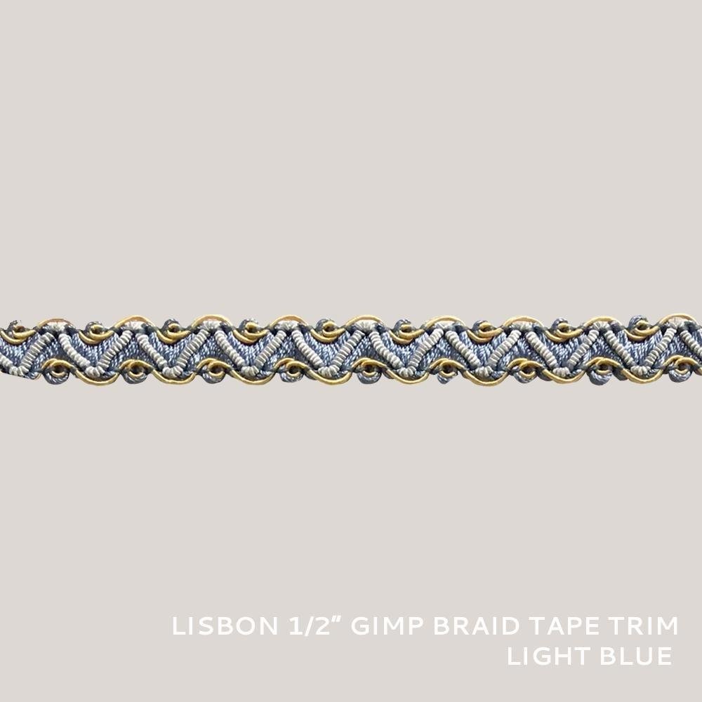 50 YARDS / Lisbon 1/2" Gimp Braid Tape Trim Light Blue / By the bolt - Classic & Modern