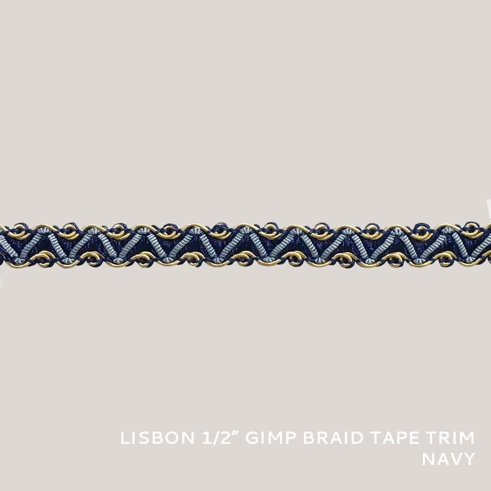 50 YARDS / Lisbon 1/2" Gimp Braid Tape Trim Navy / By the bolt - Classic & Modern