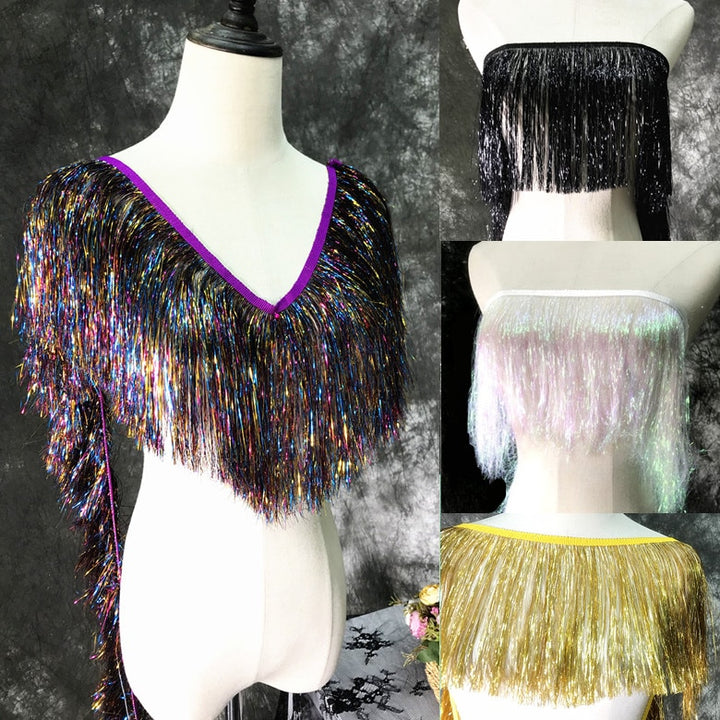2 YARDS / 11 COLORS / NAOMIA Long Tassel Fringe Chainette Trim / Dance Dress Costume, Drapery, Upholstery, Pillows, Home Decor