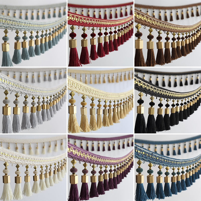 3 YARDS / 4 COLORS / JENNA Gold Silver Tassel Fringe Trim / Drapery, U –  Classic Modern Fabrics