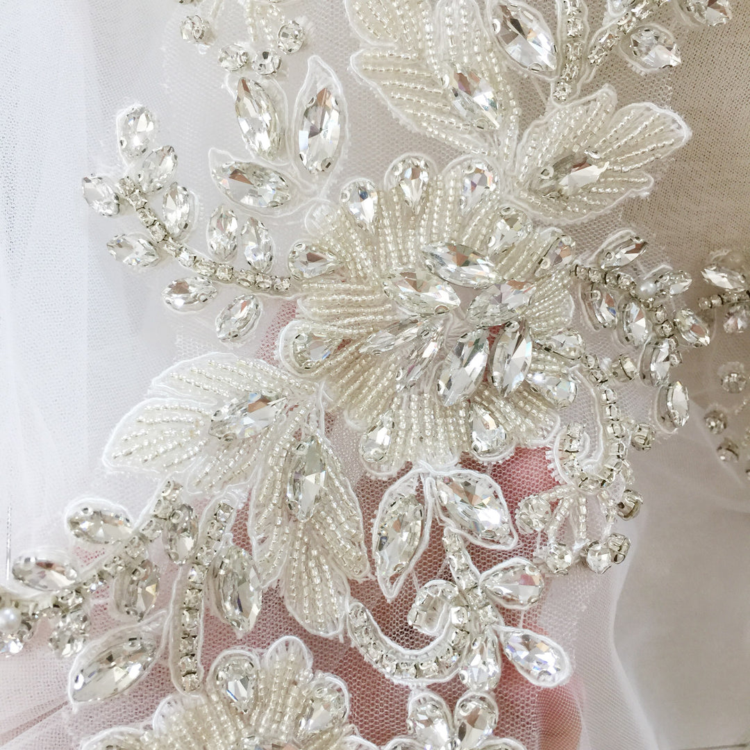 PAIR / Bridal Wedding Party Rhinestone Bridal Beaded Glitter Full Body Applique