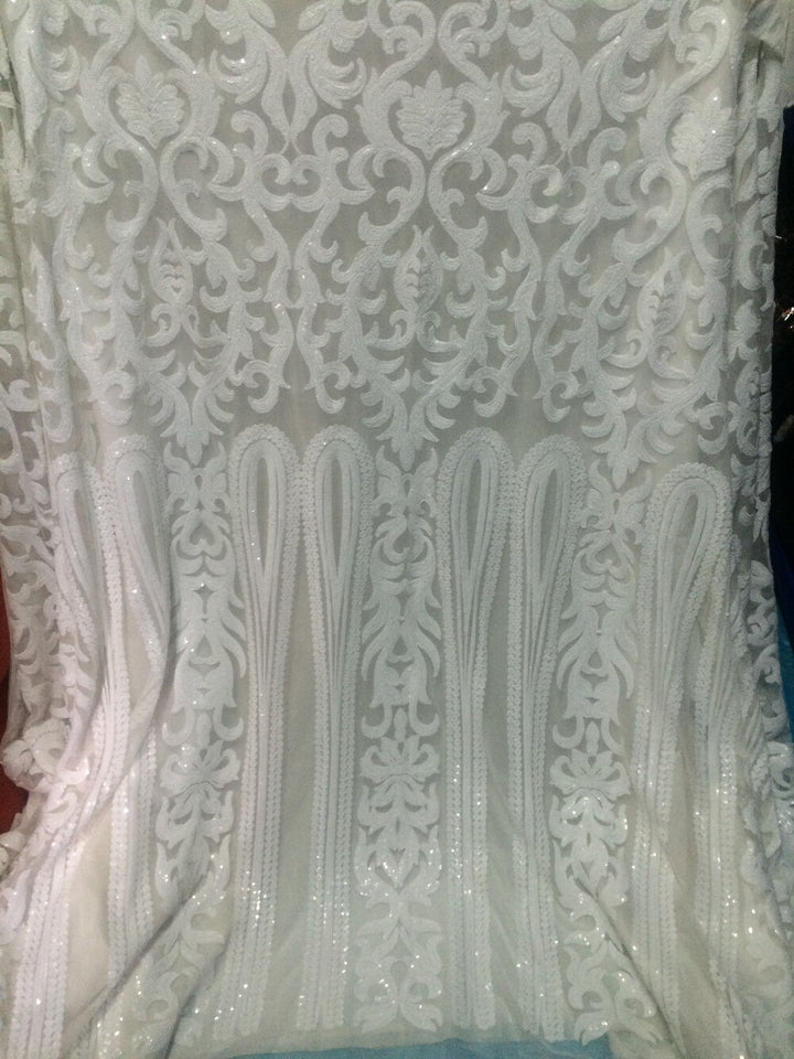 5 YARDS / 2 COLORS / Margaux Regal Sequin Beaded Embroidered Mesh Lace Wedding Party Dress Fabric