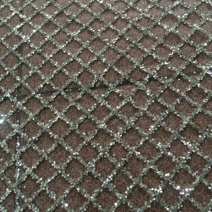 5 YARDS / Ninon Geometric Beaded Embroidery Glitter Mesh Lace  Party Prom Bridal Dress Fabric