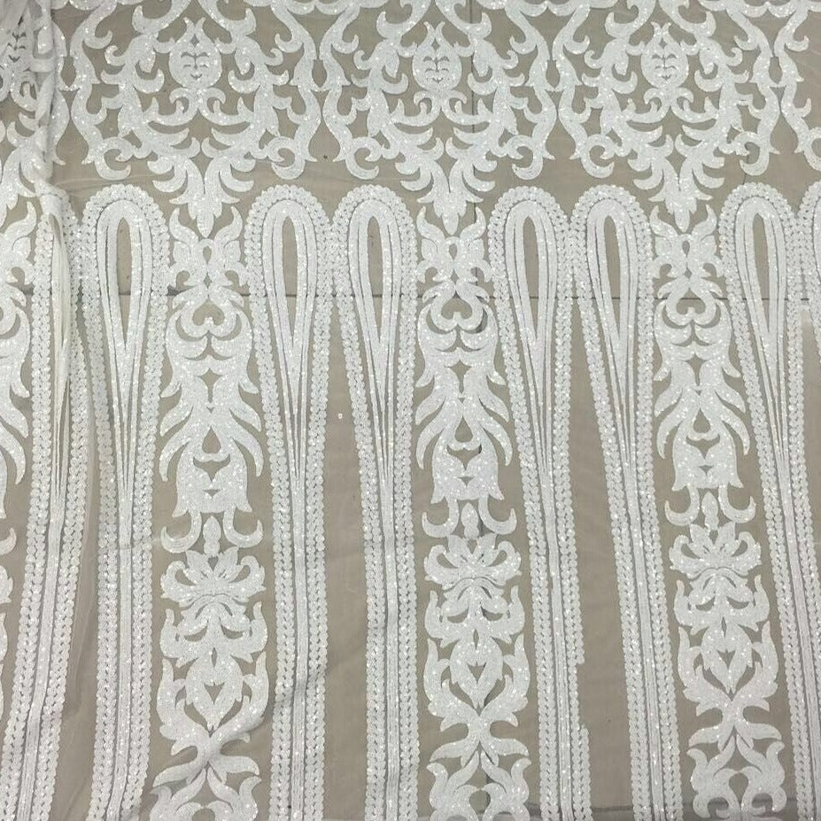 5 YARDS / 2 COLORS / Margaux Regal Sequin Beaded Embroidered Mesh Lace Wedding Party Dress Fabric