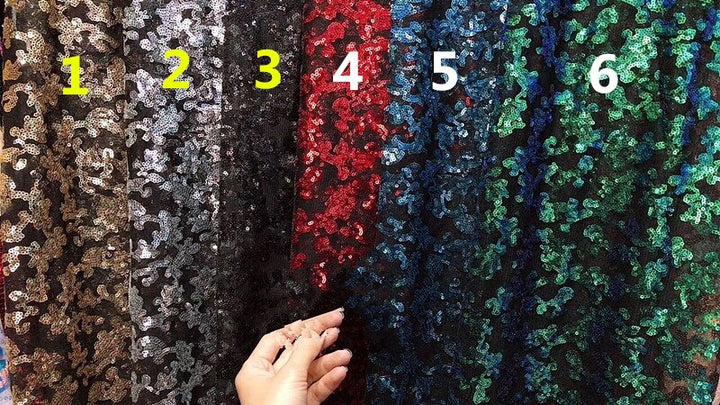 5 YARDS / 6 COLORS / Noémie Floral Beaded Embroidery Sequin Mesh Lace Wedding Party Dress Fabric