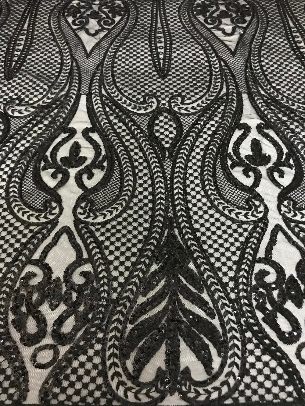 5 YARDS / Héloïse Abstract Beaded Embroidery Sequin Mesh Lace Party Prom Bridal Dress Fabric