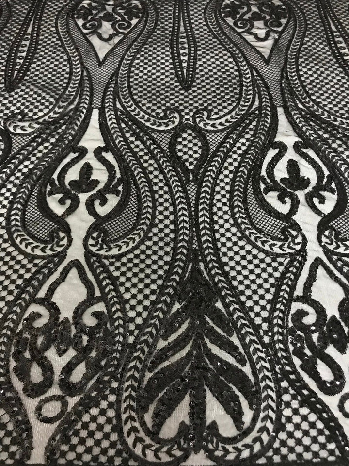 5 YARDS / Héloïse Abstract Beaded Embroidery Sequin Mesh Lace Party Prom Bridal Dress Fabric