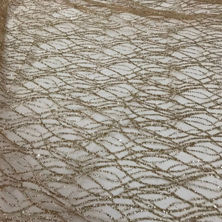 Tessuto per abito da cerimonia nuziale in pizzo con ricamo astratto Odile da 5 metri