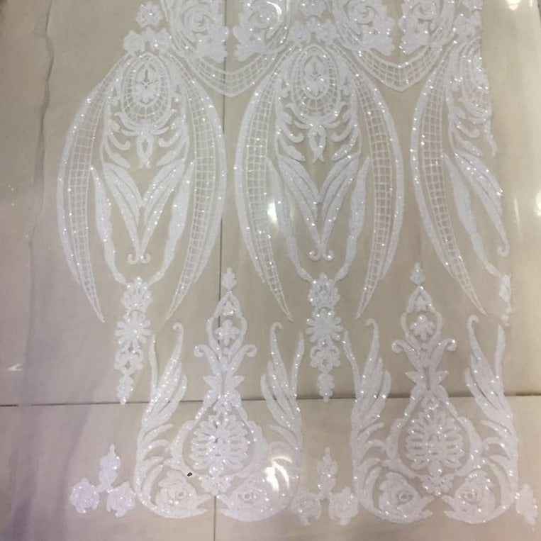 5 YARDS / 5 COLORS / Pauline Floral Beaded Embroidery Glitter Mesh Lace  Party Prom Bridal Dress Fabric