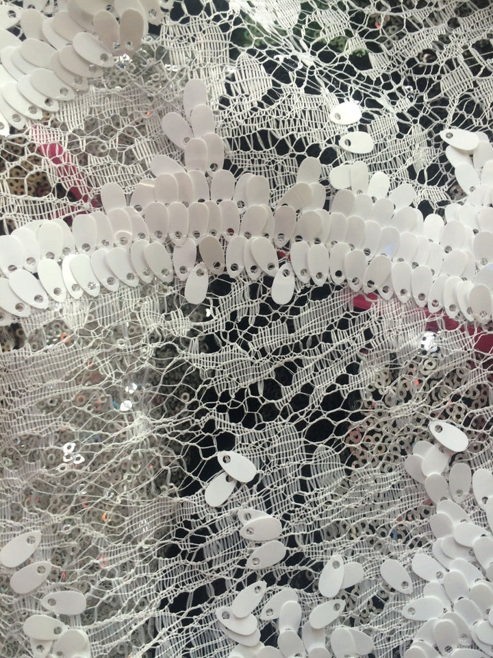Tessuto per abiti da cerimonia nuziale in pizzo a rete, con perline, ricami, 5 metri/Lucie Funky