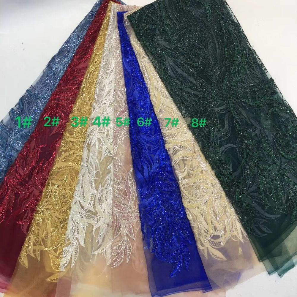 5 YARDS / 8 COLORS / Maïa Floral Beaded Embroidery Glitter Mesh Lace  Party Prom Bridal Dress Fabric