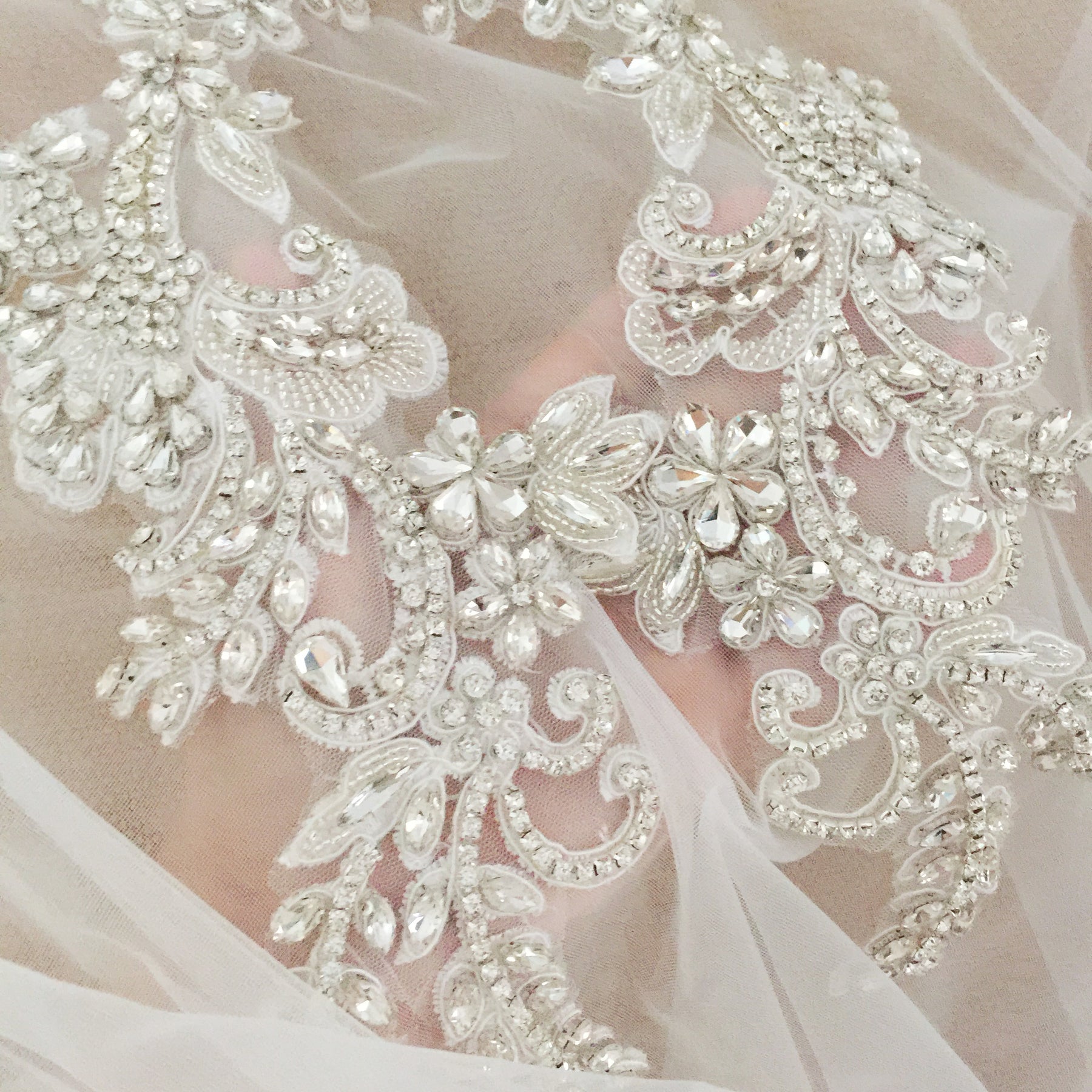 Bridal Wedding Party Rhinestone Beaded Glitter Full Body Applique / 10 –  Classic Modern Fabrics