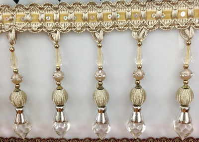 3 METRI / 10 COLORI / MELIS Palline di perline e frange con nappe / Tendaggi, tappezzeria, cuscini, decorazioni per la casa