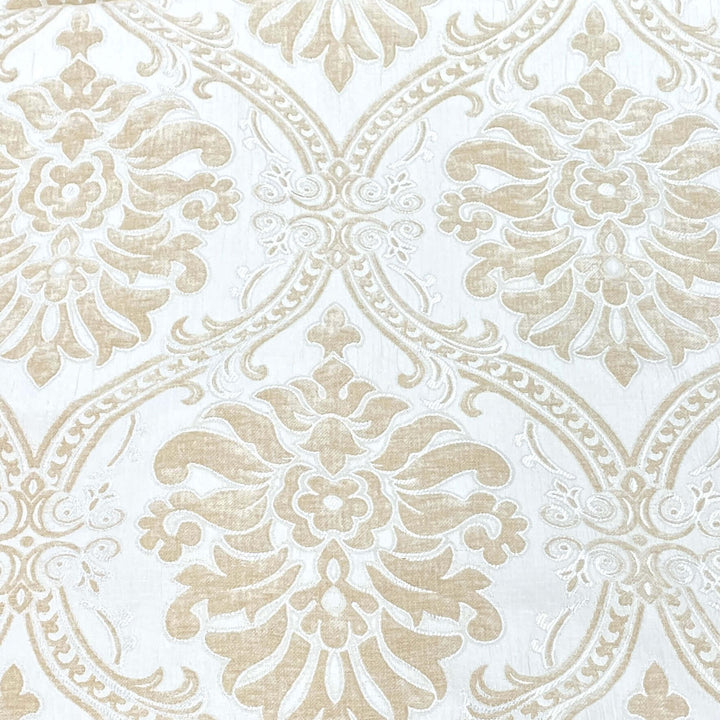 Tessuto broccato di velluto avorio floreale classico damascato