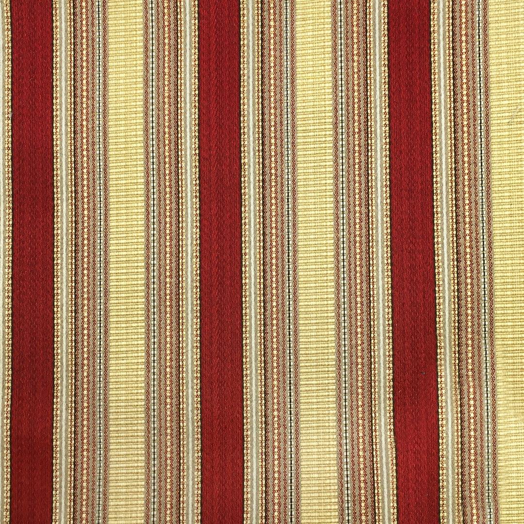 MOZART Burgundy Red Gold Striped Jacquard Brocade Fabric
