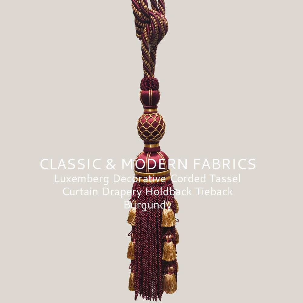 Luxemberg Decorative Corded Tassel Curtain Drapery Holdback Tieback Burgundy Red - Classic & Modern