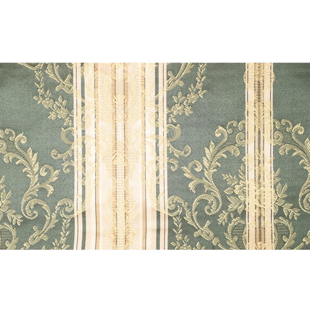 Royal Damask Stripe Green Ivory Fabric - Classic & Modern
