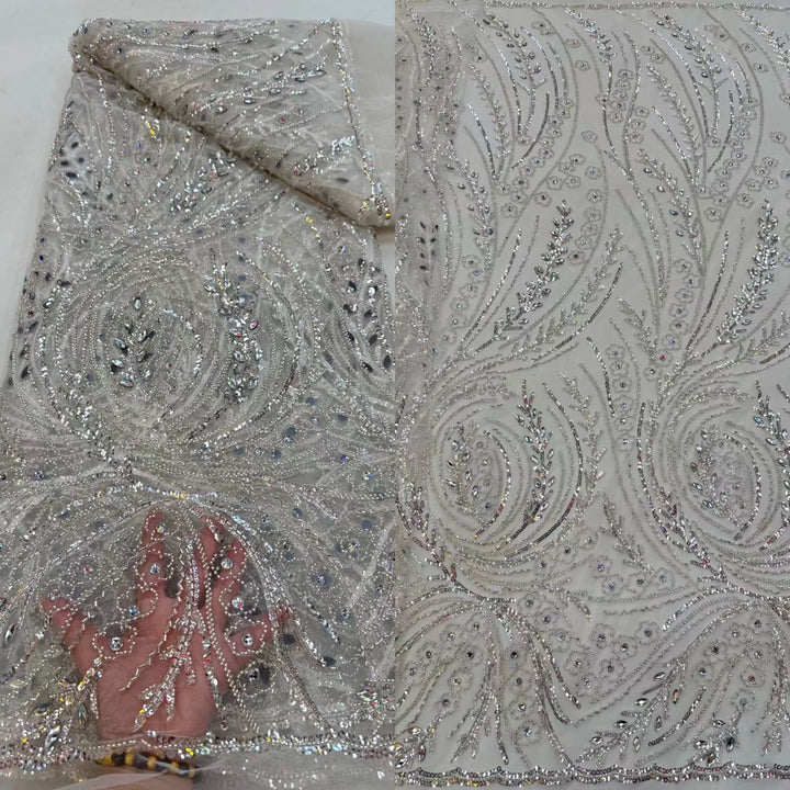 5 YARDS / 8 COLORS / Danielle Sequin Beaded Embroidered  Mesh Sparkly Lace Bridal Wedding Party Dress Fabric