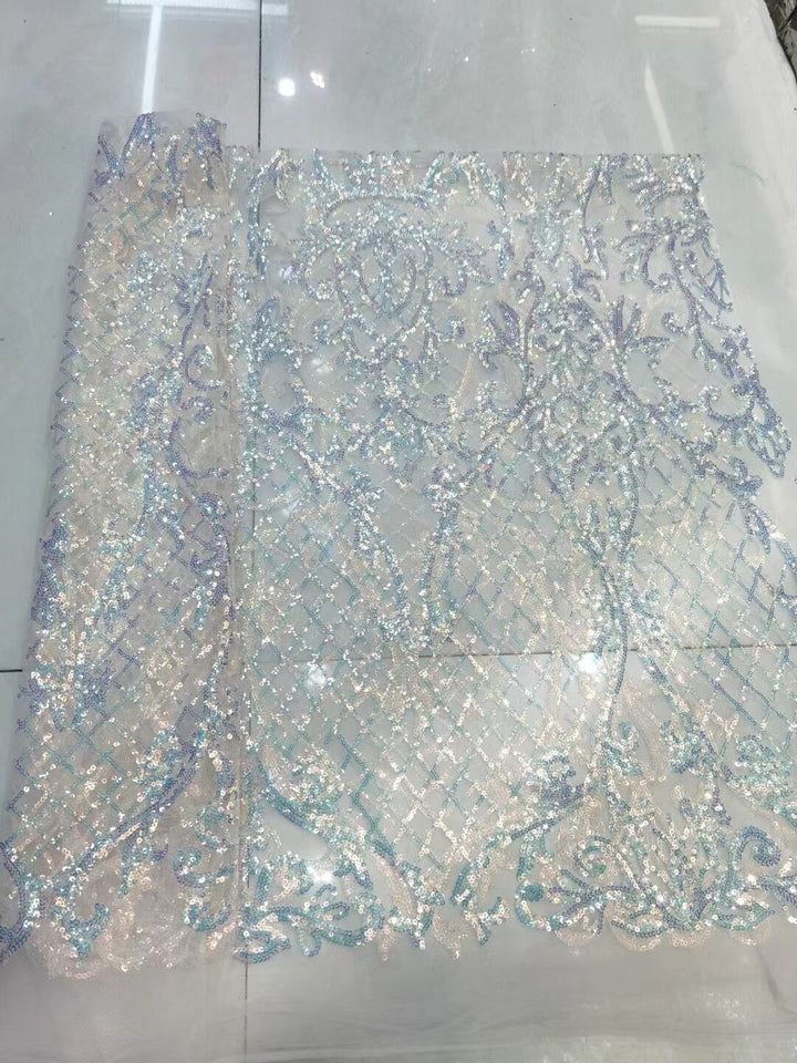 5 YARDS / 10 COLORS / Mélisande Floral Beaded Embroidery Glitter Mesh Lace  Party Prom Bridal Dress Fabric