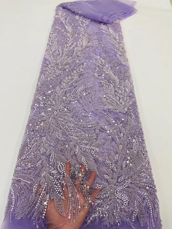 5 YARDS / 16 COLORS / Lune Floral Beaded Embroidery Glitter Mesh Lace  Party Prom Bridal Dress Fabric