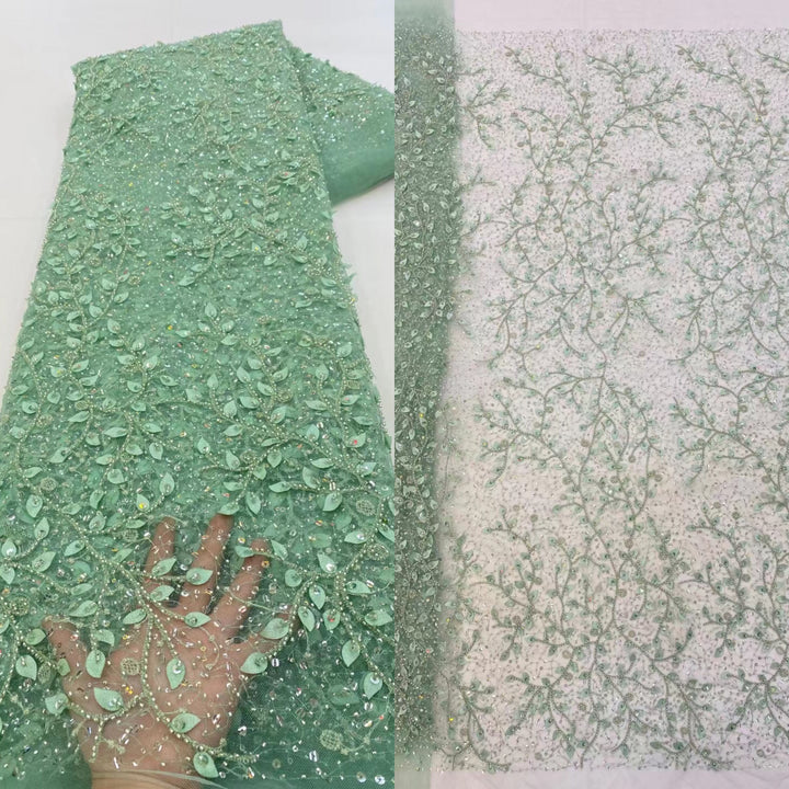 5 YARDS / 16 COLORS / Adele Sequin Beaded Embroidered  Mesh Sparkly Lace Bridal Wedding Party Dress Fabric