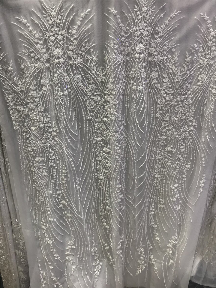 5 YARDS / Celeste Sequin Beaded Embroidered  Mesh Sparkly Lace Bridal Wedding Party Dress Fabric