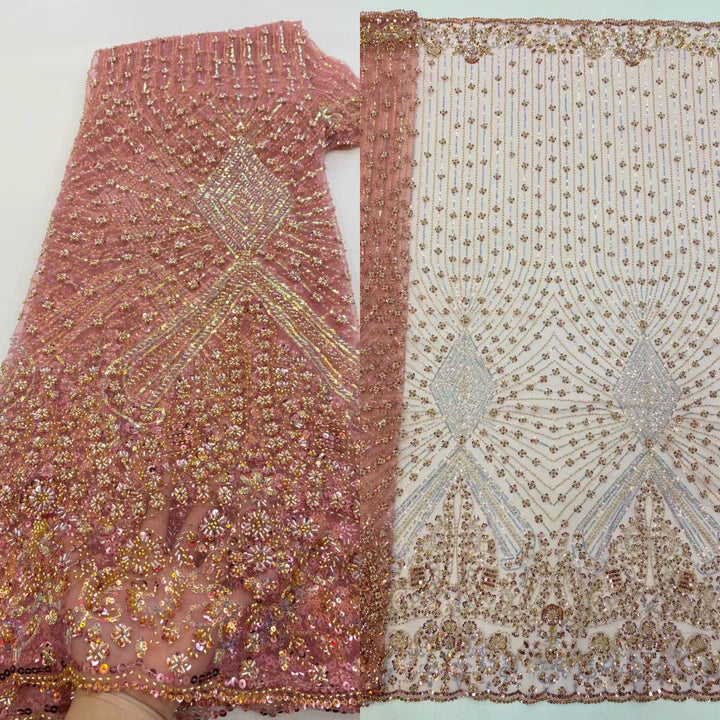 5 YARDS / 10 COLORI / Tessuto per abiti da cerimonia nuziale da sposa in pizzo scintillante con paillettes e perline ricamate Agathe