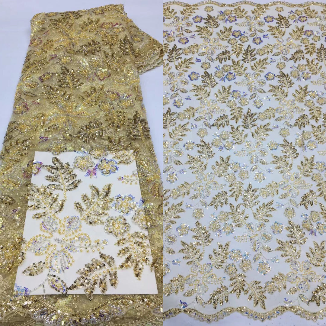 5 YARDS / 15 COLORI / Tessuto per abiti da cerimonia nuziale da sposa in pizzo scintillante con perline ricamate e paillettes Anne