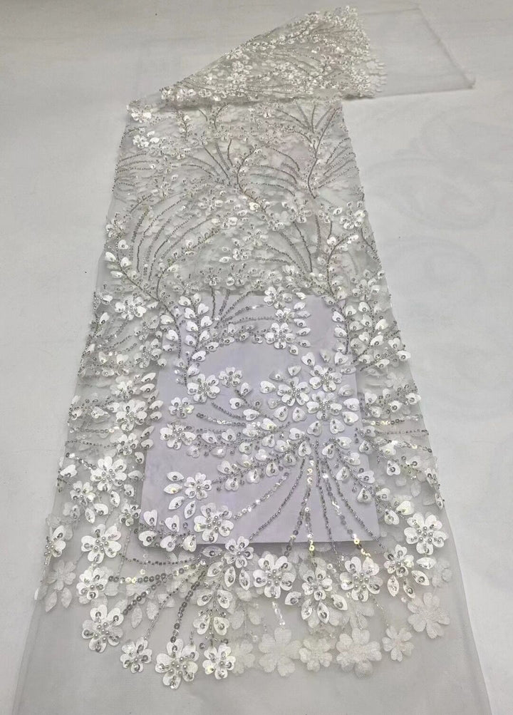 5 YARDS / 14 COLORS / Édith Sequin Beaded Embroidered  Mesh Sparkly Lace Bridal Wedding Party Dress Fabric