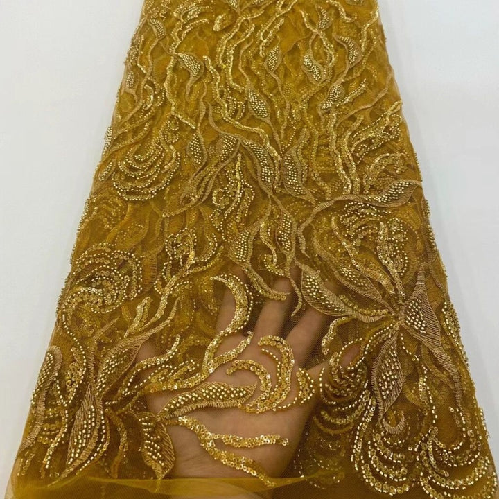 5 YARDS / 9 COLORI / Tessuto per abiti da cerimonia nuziale da sposa, in pizzo scintillante, con paillettes e perline, ricamato