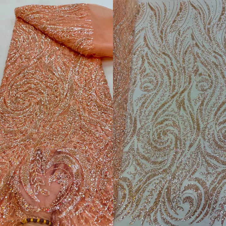 5 YARDS / 11 COLORS / Anelise Sequin Beaded Embroidered  Mesh Sparkly Lace Bridal Wedding Party Dress Fabric