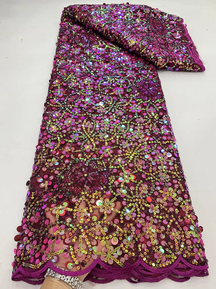 5 YARDS / 10 COLORS / Capucine Floral Beaded Embroidery Glitter Mesh Lace  Party Prom Bridal Dress Fabric