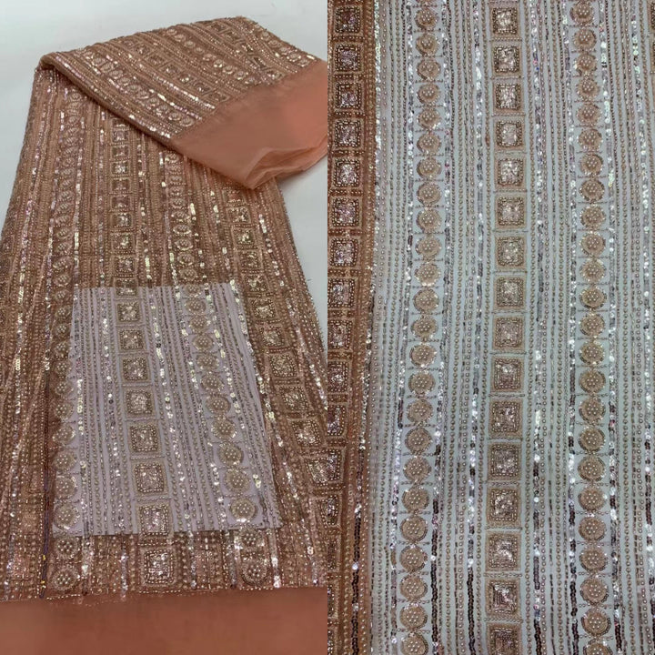 5 YARDS / 7 COLORI / Tessuto per abiti da cerimonia nuziale da sposa in pizzo scintillante con paillettes e perline ricamate Adalene