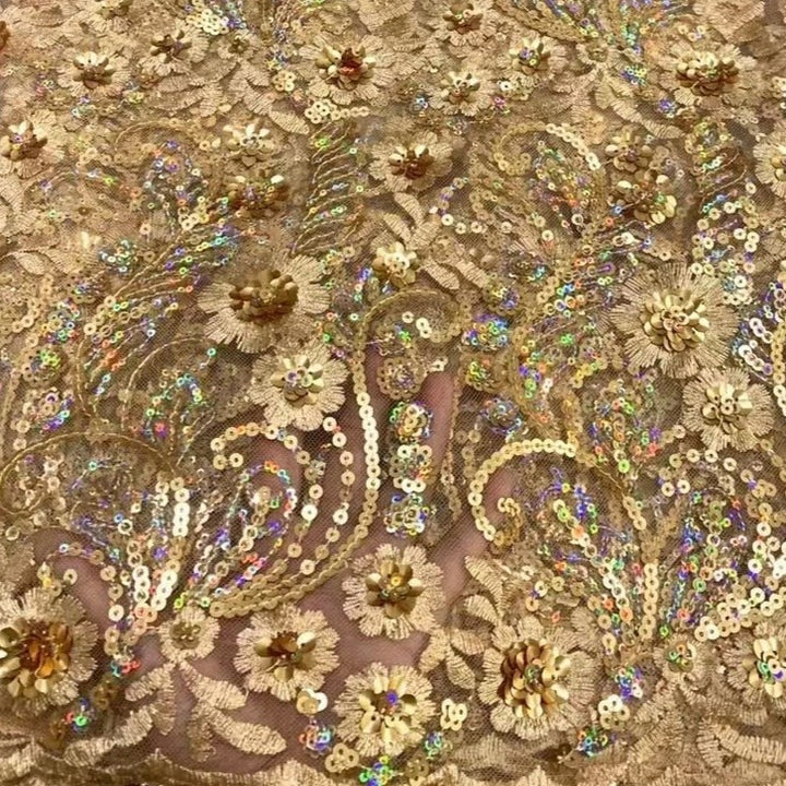 5 YARD / 9 COLORI / Tessuto per abiti da cerimonia nuziale in pizzo scintillante con ricami di perline e paillettes Lucas