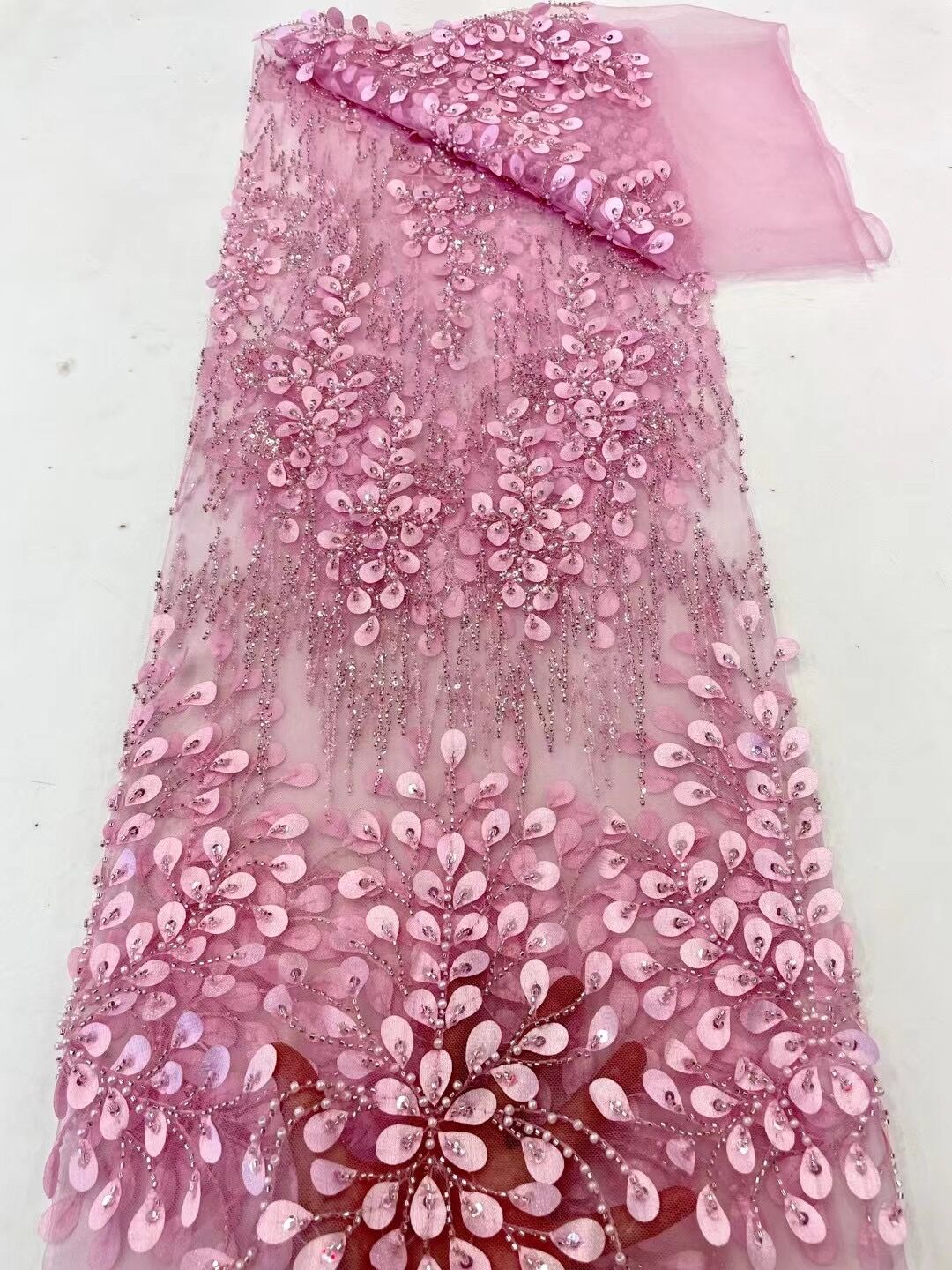 5 YARDS / 20 COLORI / Tessuto per abito da cerimonia nuziale da sposa in pizzo scintillante con paillettes e perline ricamate Elayne