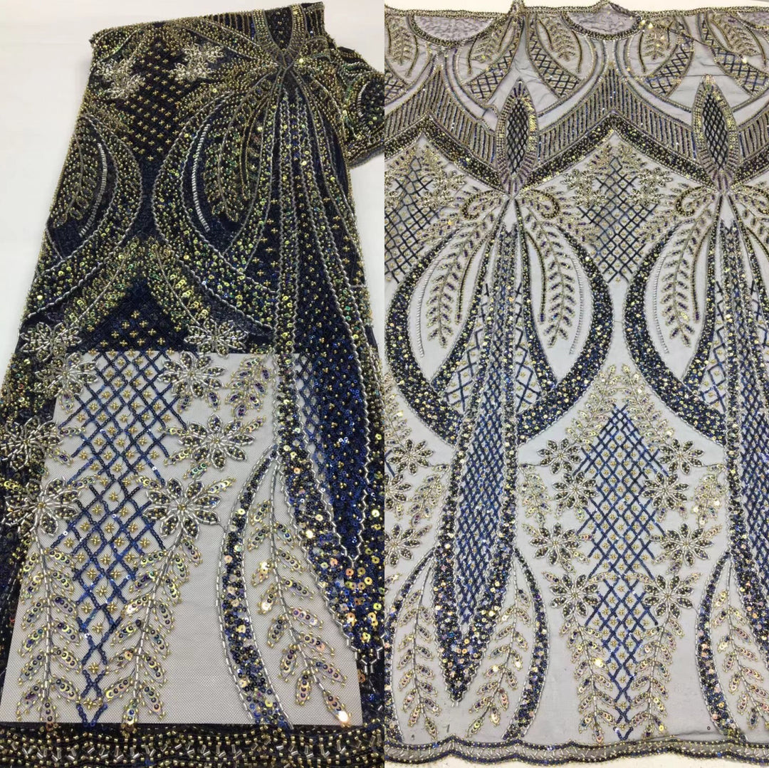 5 YARDS / 14 COLORS / Camille Sequin Beaded Embroidered  Mesh Sparkly Lace Bridal Wedding Party Dress Fabric