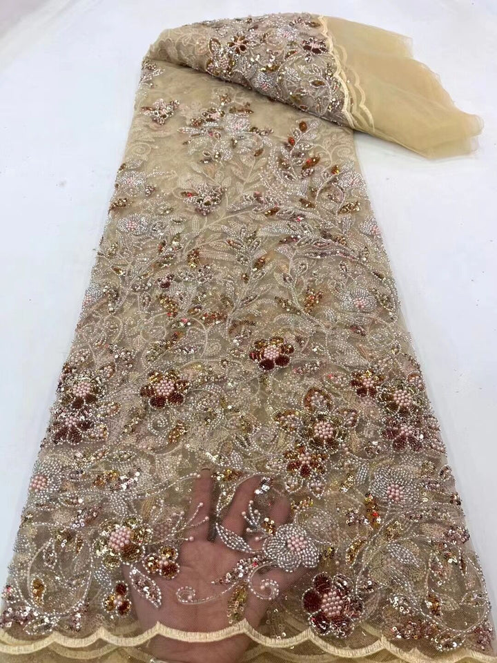 5 YARDS / 11 COLORI / Tessuto per abiti da cerimonia nuziale da sposa, in pizzo scintillante, con paillettes, perline, ricamato, Elaina