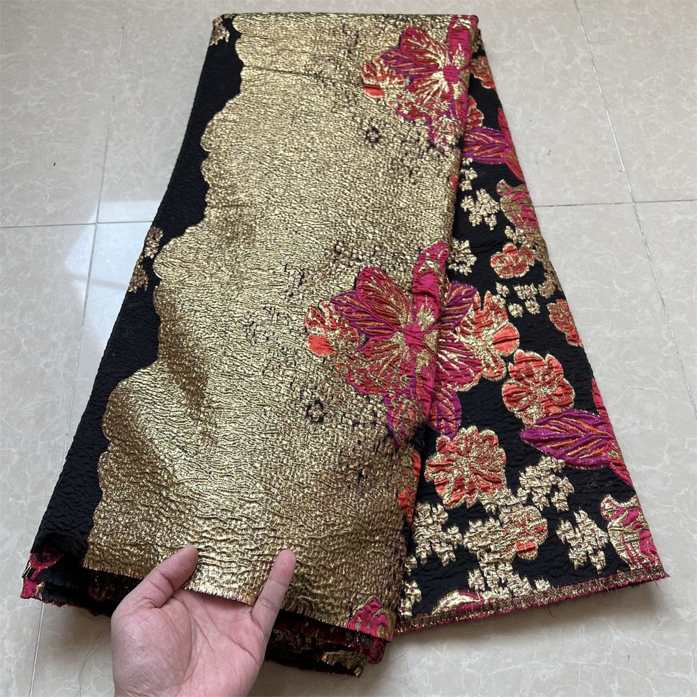 5 YARDS / 7 COLORS /  Gresso Gold Black Viscose Jacquard Woven Fabric for Dresses, Jackets, Suits, Shirts, Skirts Lining