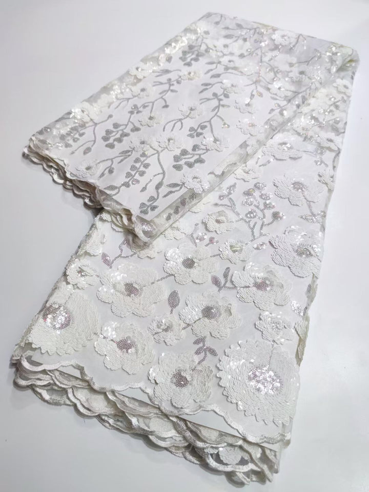 5 YARDS / 18 COLORI / Tessuto per abiti da cerimonia nuziale da sposa in pizzo scintillante con perline ricamate con paillettes Jacinthe